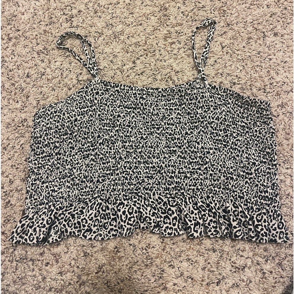 American Eagle Cheetah Cropped Tank Size Large